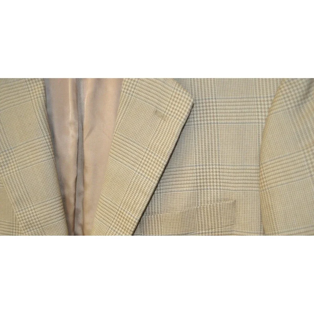 Brooks Brothers 346 Men's Sport Coat Blazer Brown Plaid  42 LG Silk/Wool / Linen